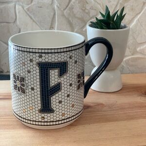 ANTHROPOLOGIE | Bistro Style Monogrammed Mug | Letter F